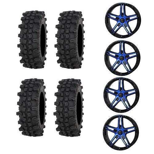Frontline ACP 33x9.5-20 Tires Mounted on Frontline 505 Blue 4/137 Wheels