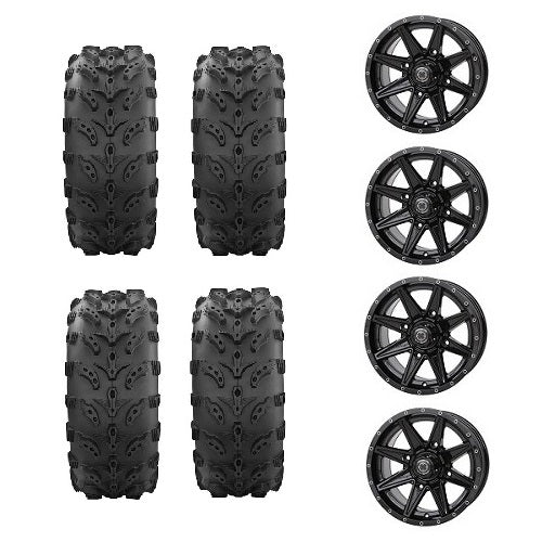 Interco Swamp Lite Tires 2 ea. 28x9-14 & 2 ea. 28x11-14 Mounted on Frontline 308 Gloss Black Wheels