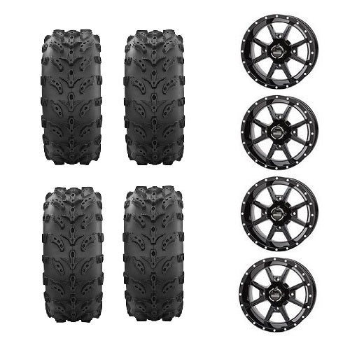 Interco Swamp Lite Tires 25x10-12 Mounted on Frontline 556 Black Wheels