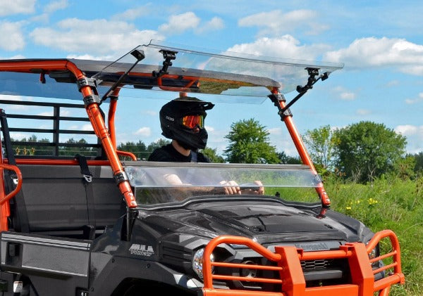 SuperATV Kawasaki Mule Pro FXT Scratch Resist Flip Up Full Windshield