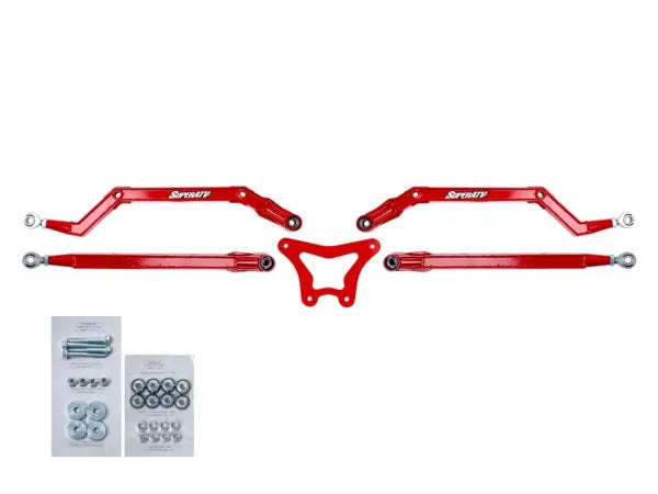 SuperATV High Clear Boxed Rear Suspension Links Polaris RZR XP 900 Red