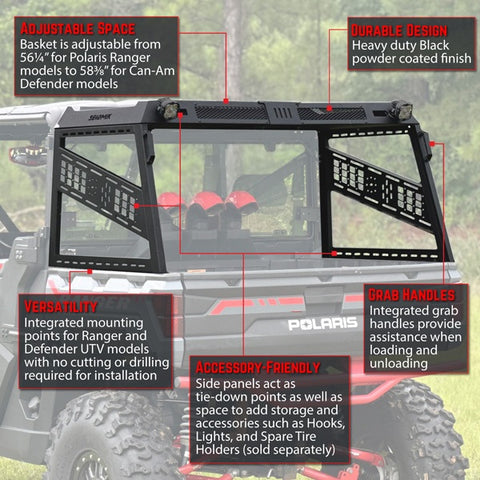 Seizmik Can-Am Defender Full Height Bed Rack Features
