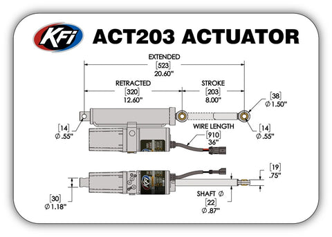KFI Products ACT203 UTV Plow Actuator Specs