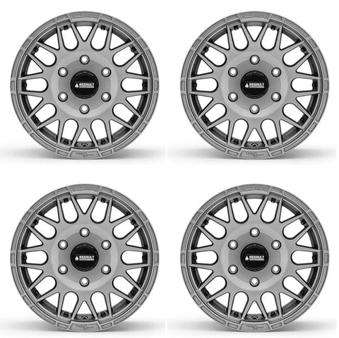 Assault Industries Hellfire Beadlock Wheels - Matte Titanium Set 6/5.5