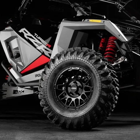 Assault Industries Hellfire Beadlock Wheels - Satin Black Mounted 5/4.5