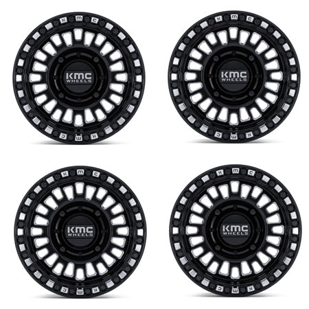 KMC KS242 Aztec Gloss Black & Milled Beadlock ATV UTV Wheel Set