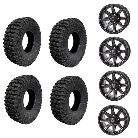 Broad Peak Baer X/T Tire & Wheel Kits Mounted on Frontline 308 Matte Black Wheels