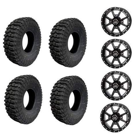 Broad Peak Baer X/T Tire & Wheel Kits Mounted on Frontline 556 Black Wheels