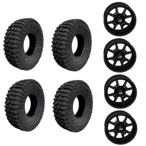 Broad Peak Baer X/T Tire & Wheel Kits Mounted on Frontline 556 Stealth Black Wheels