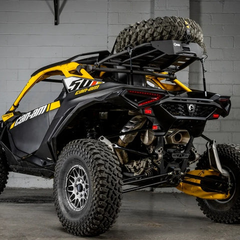 Assault Adventure Rack Can-Am Maverick R Spare Tire Carrier Opened