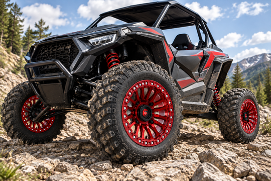 
                  
                    Fuel UTV D125 Candy Red Rincon Beadlock Wheels on a UTV
                  
                