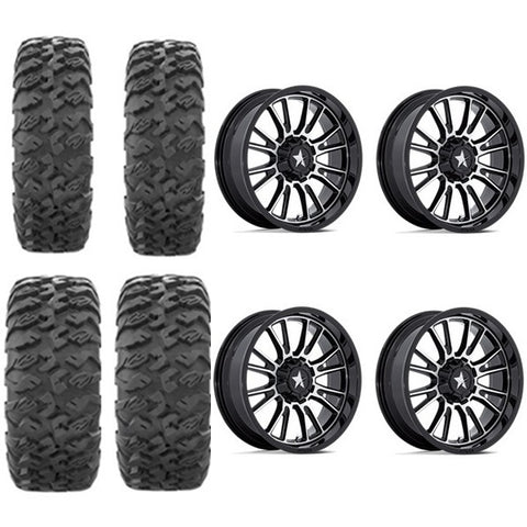 EFX MotoClaw Tire Wheel Kits 28x9-15 28x11-15 MSA M51 Gloss Black & Machined Wheels