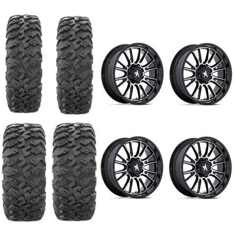 EFX MotoClaw Tire Wheel Kits 28x9-15 28x11-15 MSA M52 Gloss Black & Machined Wheels