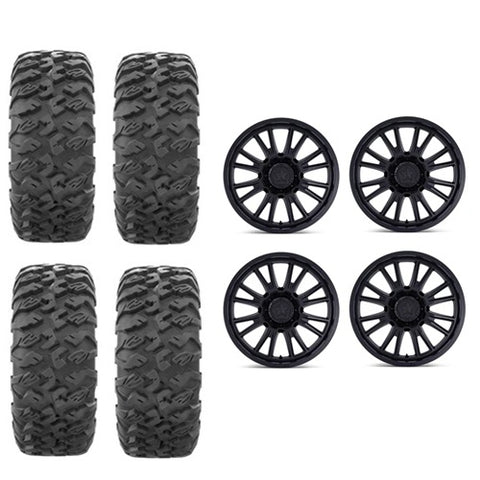EFX MotoClaw Tire & Wheel Kits Mounted on MSA MA051 Matte Black Wheels - Set of 4