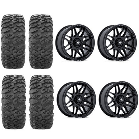 EFX MotoClaw Tire & Wheel Kits Mounted on MSA M52 Radar Gloss Black Wheels