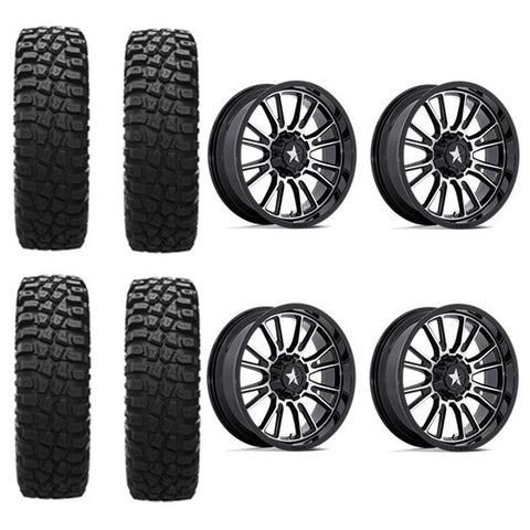 EFX MotoCrusher Tire & Wheel Kits on MSA M51 Thunderlips Gloss Black & Machined Wheels