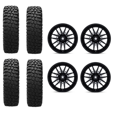 EFX MotoCrusher Tire & Wheel Kits on MSA M55 Commander Gloss Black Milled Wheels
