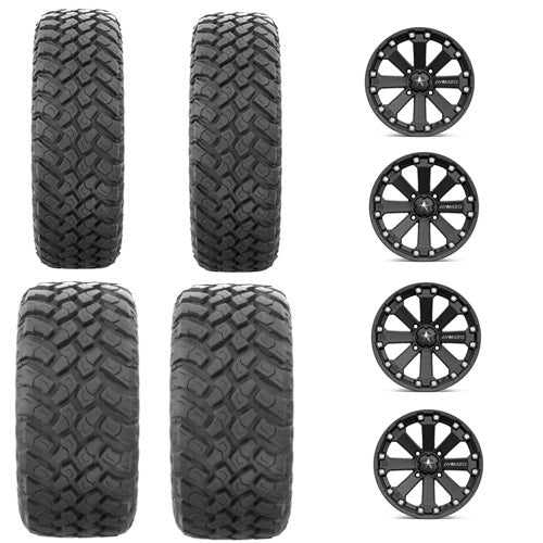 EFX MotoHammer Tire & Wheel Kits 2 ea. 27x9-14 & 2 ea. 27x11-14 Mounted on MSA M20 4/110 Wheels