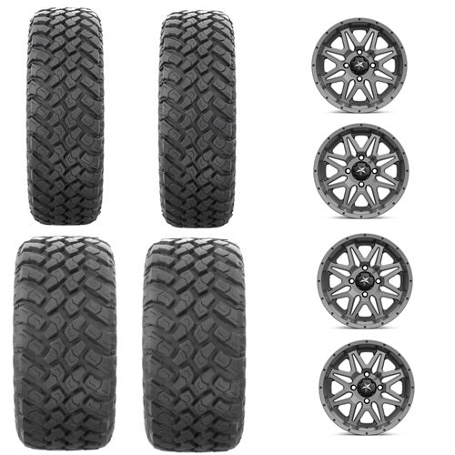 EFX MotoHammer Tire & Wheel Kits 2 ea. 27x9-14 & 2 ea. 27x11-14 Mounted on MSA M26 4/110 Wheels