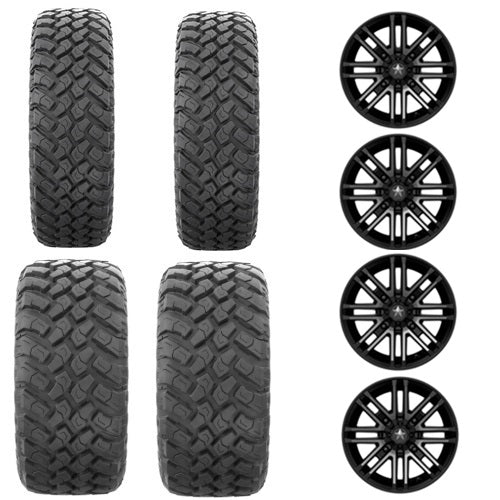 EFX MotoHammer Tire & Wheel Kits 2 ea. 27x9-14 & 2 ea. 27x11-14 Mounted on MSA M40 4/110 Wheels
