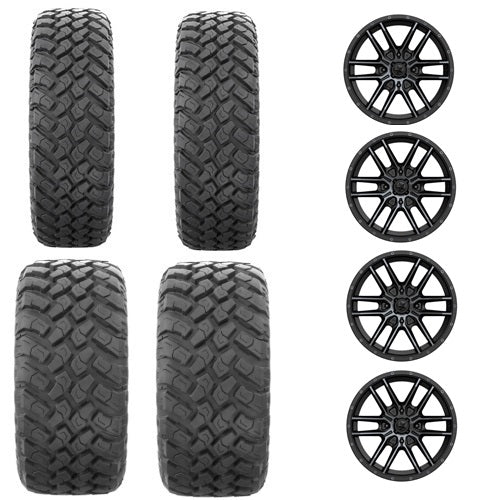 EFX MotoHammer Tire & Wheel Kits 2 ea. 27x9-14 & 2 ea. 27x11-14 Mounted on MSA M43 4/110 Wheels