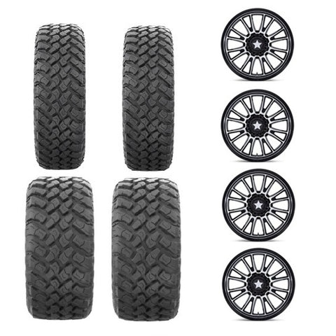EFX MotoHammer Tire & Wheel Kits 2 ea. 27x9-14 & 2 ea. 27x11-14 Mounted on MSA M51 Machined & Black 4/137 Wheels