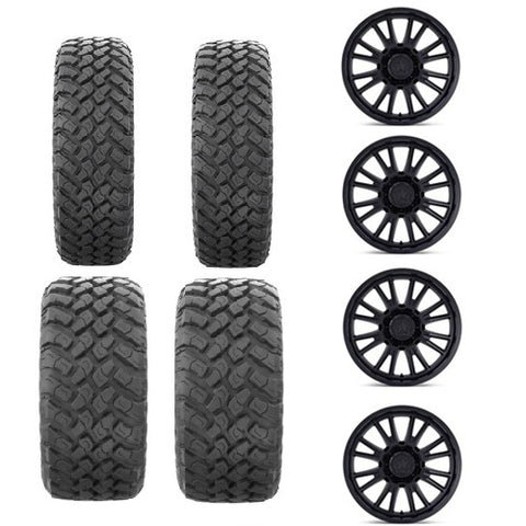 EFX MotoHammer Tire & Wheel Kits 2 ea. 27x9-14 & 2 ea. 27x11-14 Mounted on MSA M51 Matte Black 4/137 Wheels