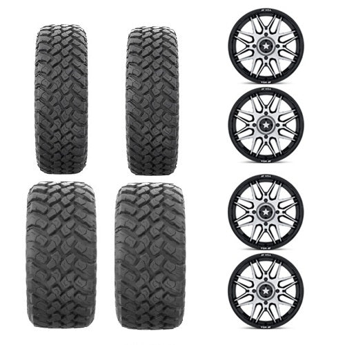 
                  
                    EFX MotoHammer Tire & Wheel Kits 2 ea. 27x9-14 & 2 ea. 27x11-14 Mounted on MSA M52 Machined & Black 4/137 Wheels
                  
                