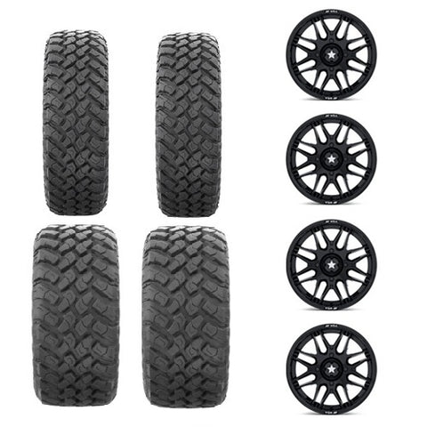 EFX MotoHammer Tire & Wheel Kits 2 ea. 27x9-14 & 2 ea. 27x11-14 Mounted on MSA M52 Gloss Black 4/110 Wheels