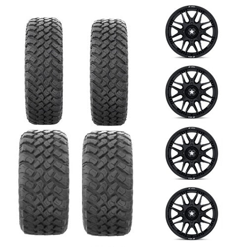 
                  
                    EFX MotoHammer Tire & Wheel Kits 2 ea. 27x9-14 & 2 ea. 27x11-14 Mounted on MSA M52 Gloss Black 4/137 Wheels
                  
                