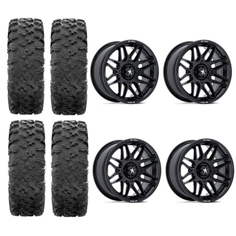 MotoRavage Tire & Wheel Kits on MSA M52 Radar Gloss Black Wheels