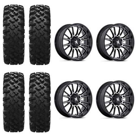 EFX MotoRavage XL Tire & Wheel Kits on MSA M51 Thunderlips Machined & Black Wheels