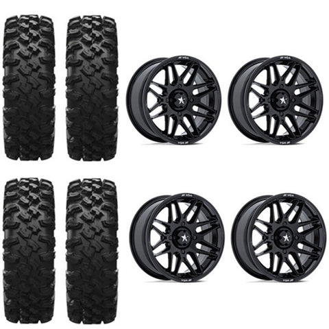 EFX MotoRavage XL Tire & Wheel Kits on MSA M52 Radar Gloss Black Wheels