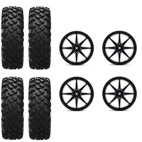 EFX MotoRavage XL Tire & Wheel Kits on MSA M54 Spark Gloss Black Milled Wheels