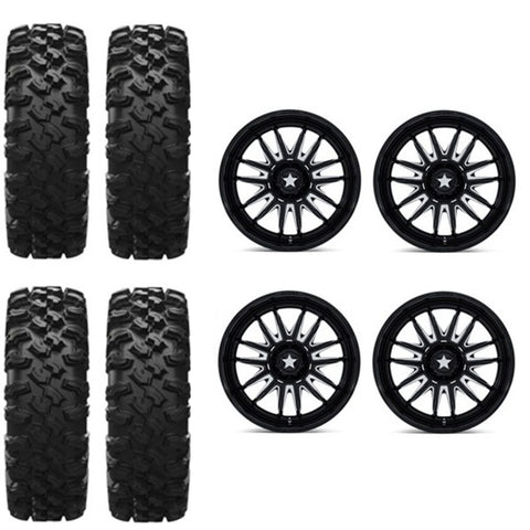 EFX MotoRavage XL Tire & Wheel Kits on MSA M55 Commander Gloss Black Milled Wheels