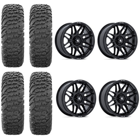 EFX MotoVator Tire & Wheel Kits on MSA M52 Radar Gloss Black Wheels