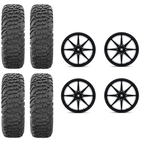 EFX MotoVator Tire & Wheel Kits on MSA M54 Spark Gloss Black Milled Wheels