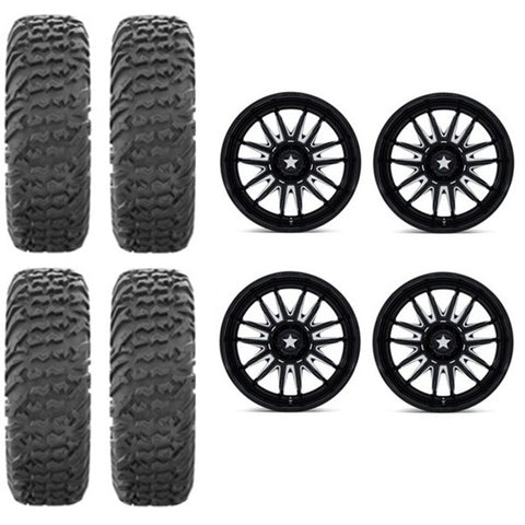 EFX MotoVator Tire & Wheel Kits on MSA M55 Commander Gloss Black Milled Wheels