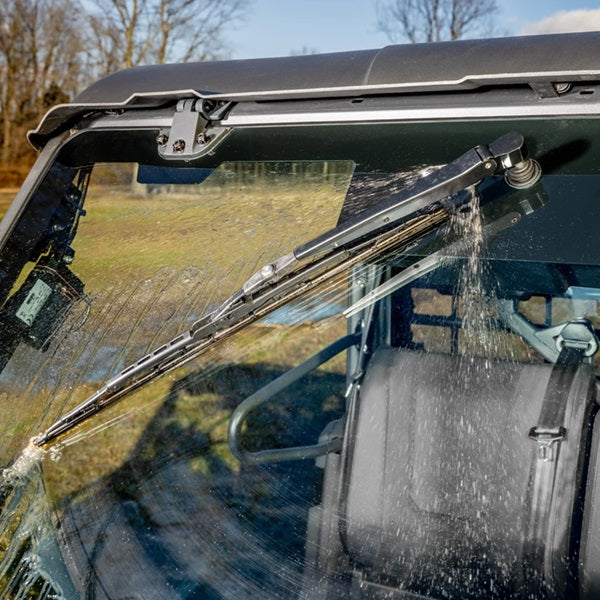 
                  
                    SuperATV MaxDrive Power Flip Up Glass Windshield CFMOTO UFORCE 1000 With Washer & Wiper Kit In Use
                  
                
