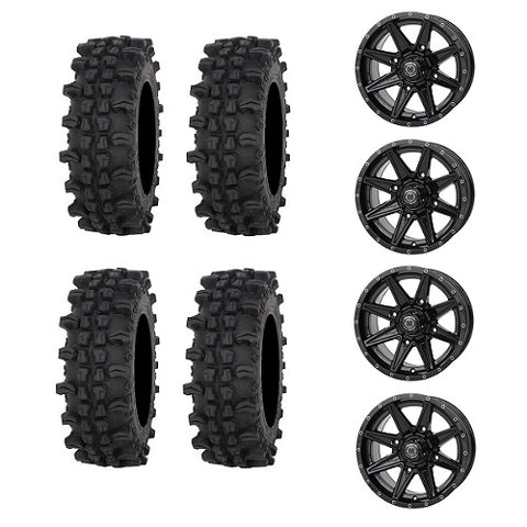 Frontline ACP 27x10-14 Tires Mounted on Frontline 308 Gloss Black Wheels