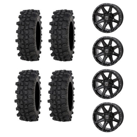 Frontline ACP 28x10-14 Tires Mounted on Frontline 308 Gloss Black Wheels