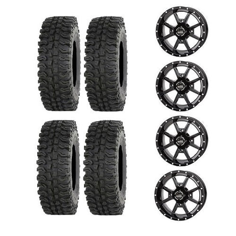 Frontline BDC  27x10-14 Tires Mounted on Frontline 4/137 556 Gloss Black Wheels