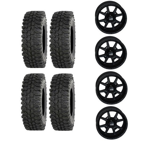 Frontline BDC 23x9.5-14 Tires Mounted on Frontline 4/110 556 Matte Black Wheels