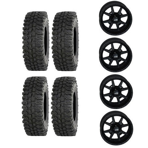 Frontline BDC  27x10-14 Tires Mounted on Frontline 4/156 556 Matte Black Wheels