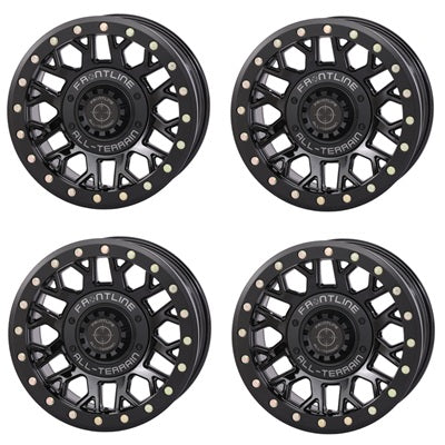 Frontline 454 Gloss Black Beadlock Wheel Set – 15x7 ATV & UTV