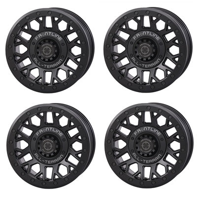 Frontline 454 Matte Black Beadlock ATV UTV Wheel Set of 4