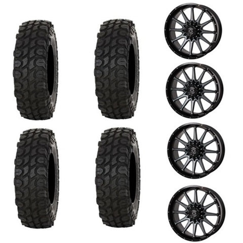 Gladiator X Comp Tire & Wheel Kits Mounted on Frontline 762 Dark Tint Wheels