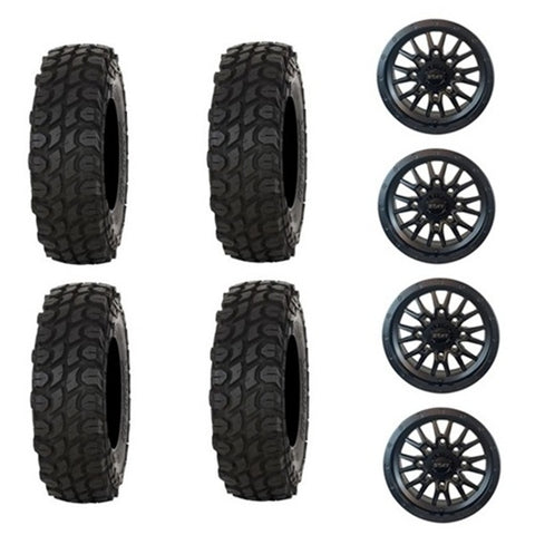 Gladiator X Comp Tire & Wheel Kits Mounted on Stat 01 Satin Black Wheels