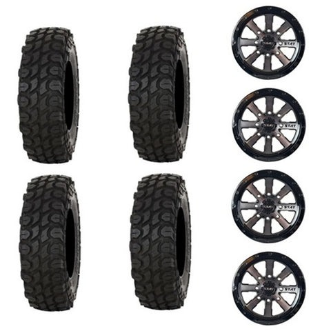 Gladiator X Comp Tire & Wheel Kits Mounted on Stat 02 Gloss Dark Tint Wheels