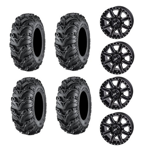 ITP Mud Lite II Tire Wheel Kits on Cascade Black & Machined Wheels